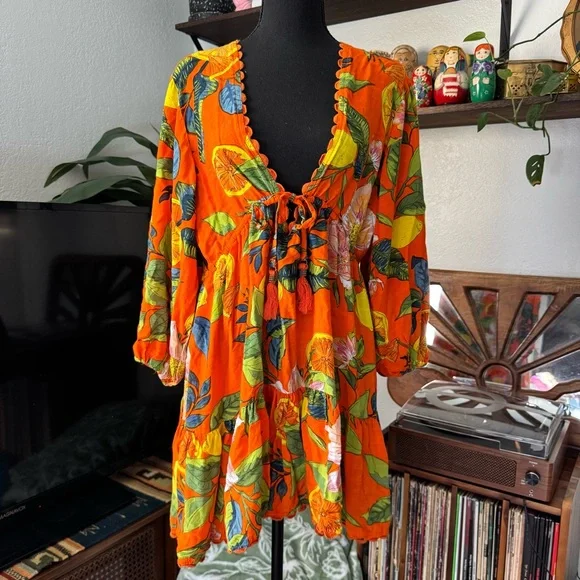 blue island | Swim | Blue Island Tropical Orange Citrus Print Vacation Resort  Dress | Poshmark